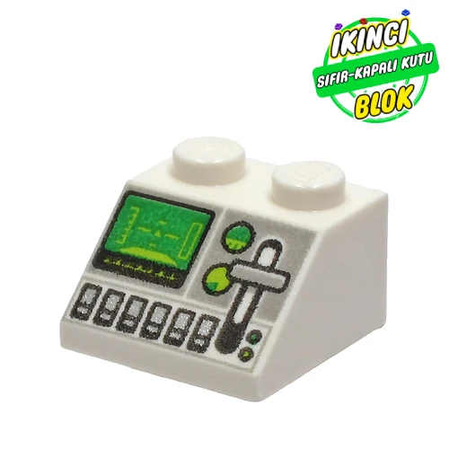 LEGO® 2 x 2 45 Derece Uçak Kokpit Görselli Eğimli Parça Beyaz Sıfır