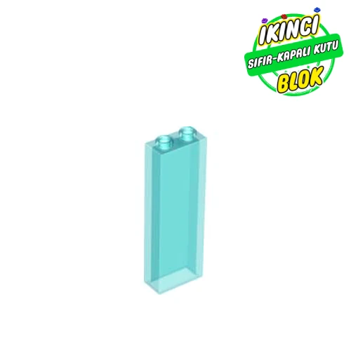 LEGO® Brick 1 x 2 x 5 with Blocked Open Studs and Bottom Stud Holder with Asymmetric Ridges ŞEffaf Açık Mavi Sıfır