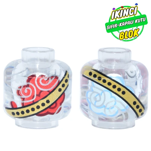 LEGO® Minifig Head with Remembrall, Gold Band, Red/Blue Cloud print Şeffaf Sıfır
