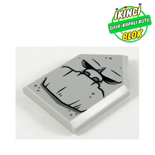 LEGO® Tile Special 2 x 3 Pentagonal with Face print Açık Mavimsi Gri Sıfır