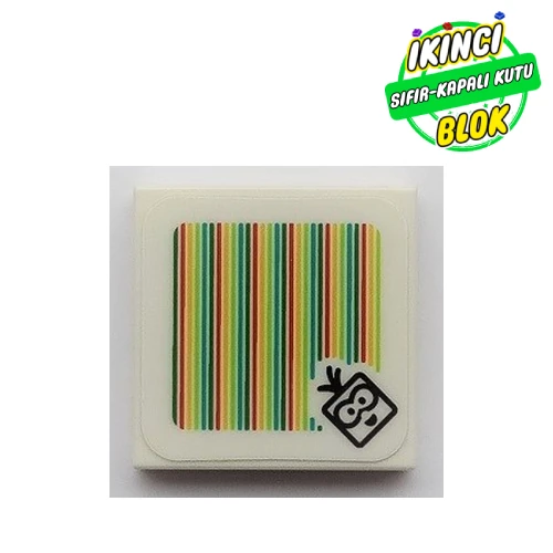 LEGO® Tile 2 x 2 with Lakitu and Barcode Print (Sticker) Beyaz Sıfır
