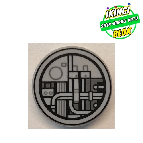 LEGO® Tile Round 2 x 2 with Conduits print Açık Mavimsi Gri Sıfır