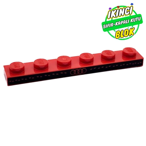 LEGO® Plate 1 x 6 with Black Stripes print Kırmızı Sıfır