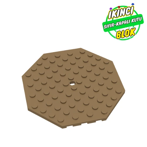 LEGO® Plate Special 10 x 10 Octagonal with Hole Koyu Bej Sıfır