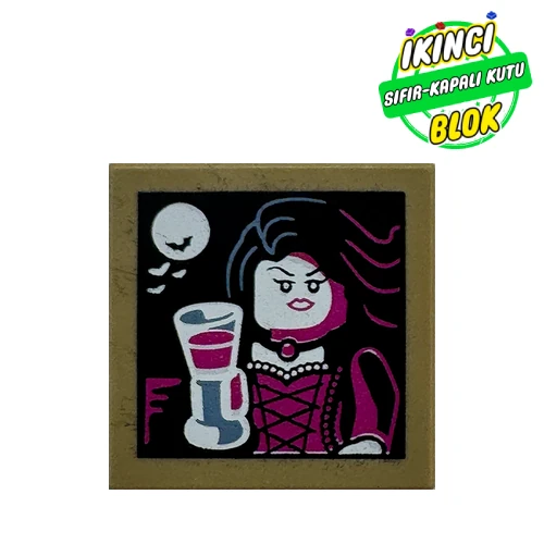 LEGO® 2 x 2 Vampir Kadın Grafikli Düz Plaka Koyu Bej Sıfır