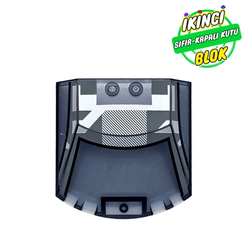 LEGO® Windscreen 6 x 6 x 1 1/3 with Dark Bluish Grey Cockpit, White Squares print Şeffaf Siyah Sıfır