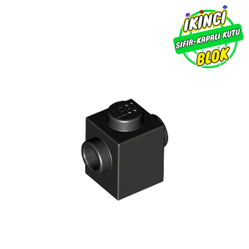 LEGO® 1 x 1 İki Yan Stud Çıkışlı Modifiye Tuğla Siyah Sıfır