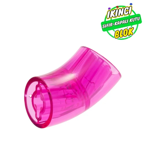 LEGO® Brick Round 2 x 2 D. Tube with 45° Elbow and Axle Holes (Crossholes) at Each End [LONG] Şeffaf Koyu Pembe Sıfır