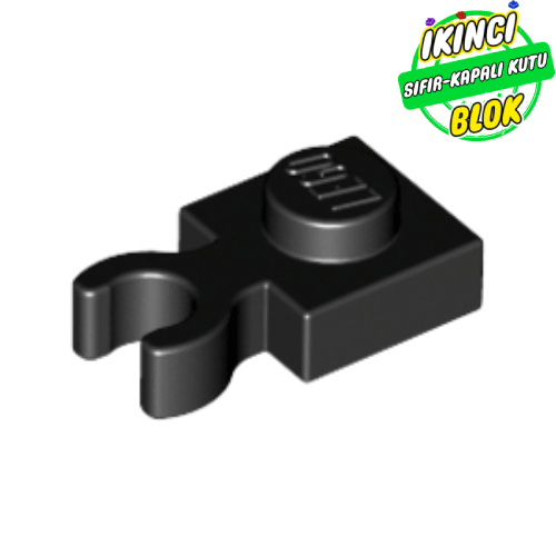LEGO® 1 x 1 Modifiye Plaka, Açık O Klipsli (Kalın, Dikey Tutuşlu) Siyah Sıfır