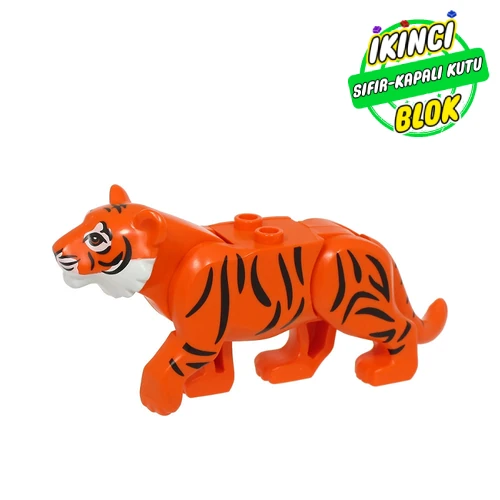 LEGO® Animal, Big Cat, Tiger with 2 Studs with Black Stripes print Kırmızımsı Turuncu Sıfır