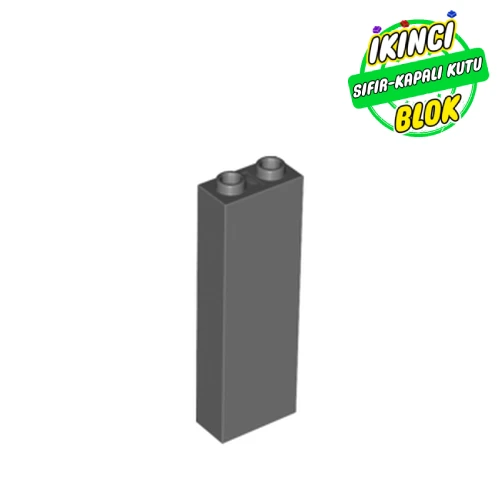 LEGO® Brick 1 x 2 x 5 with Blocked Open Studs and Bottom Stud Holder with Asymmetric Ridges Koyu Mavimsi Gri Sıfır