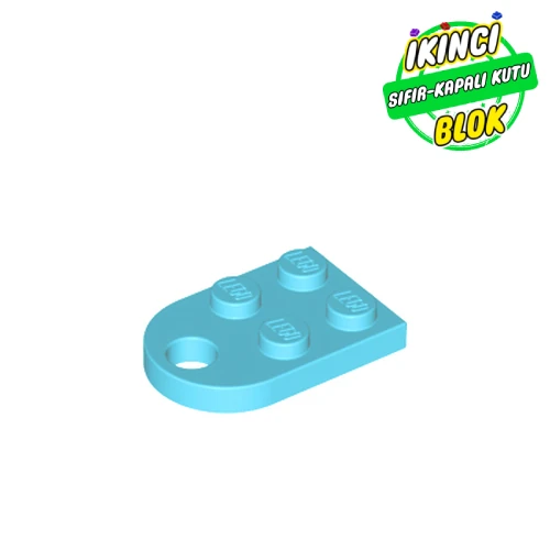 LEGO® Plate Special 3 x 2 with Rounded End, Hole Orta Azur Sıfır