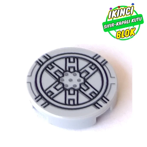 LEGO® Tile Round 2 x 2 with Bottom Stud Holder with Tie Fighter Mechanical Print Açık Mavimsi Gri Sıfır