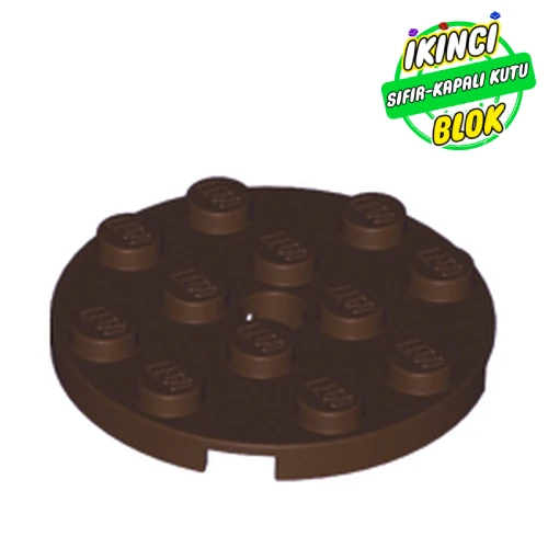 LEGO® Plate Round 4 x 4 with Pin Hole Koyu Kahverengi Sıfır