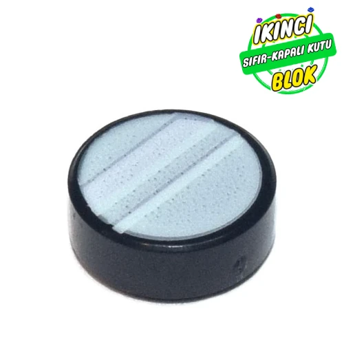 LEGO® Tile Round 1 x 1 with White/Sand Green Lines / Mirror print Siyah Sıfır