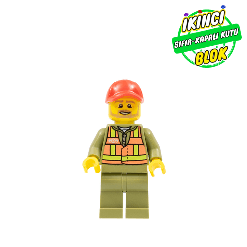 LEGO® Minifigür Train Driver - Orange Vest, Olive Green Legs, Red Cap Sıfır trn244