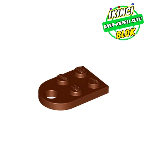 LEGO® Plate Special 3 x 2 with Rounded End, Hole Kırmızımsı Kahverengi Sıfır
