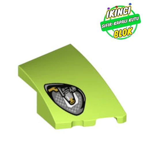 LEGO® Slope Curved 3 x 2 with Stud Notch Right with Black Headlight print Limon Yeşili Sıfır