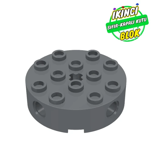 LEGO® 4 x 4 Pim Girişli ve Ortası Aks Girişli Kavisli Tuğla Koyu Mavimsi Gri Sıfır