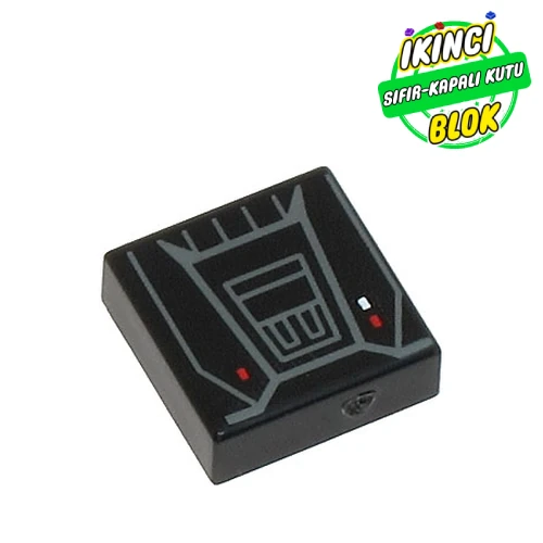 LEGO® Tile 1 x 1 with dark Bluish Grey Control Panel, Red Lights print Siyah Sıfır