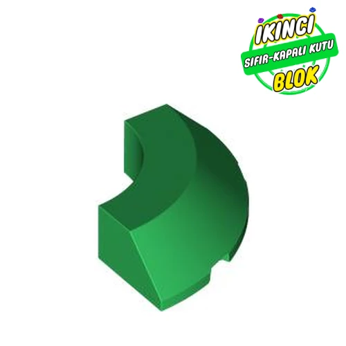 LEGO® Brick Round Corner 4 x 4 x 1 with Bottom Cut Outs, No Studs, Flat Top Yeşil Sıfır