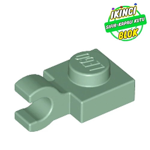 LEGO® Plate Special 1 x 1 with Clip Horizontal [Thick Open O Clip] Kum Yeşili Sıfır