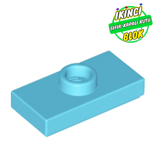 LEGO® 1 x 2 Modifiye Düz Plaka 1 Birim Atlatıcılı Orta Azur Sıfır
