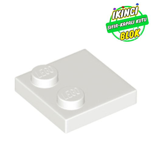 LEGO® 2 x 2 Modifiye Düz Plaka 2 birim çıkışlı Beyaz Sıfır