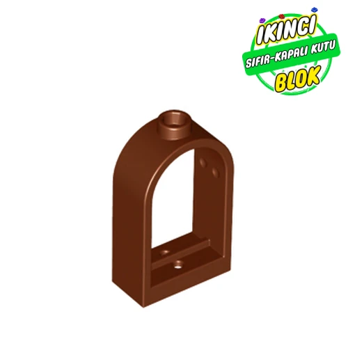 LEGO® Window 1 x 2 x 2 2/3 with Rounded Top Kırmızımsı Kahverengi Sıfır