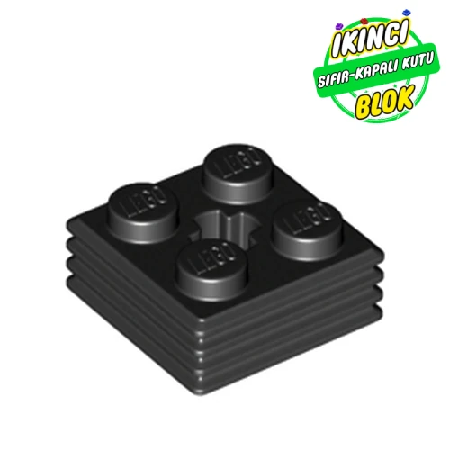 LEGO® Plate Special 2 x 2 x 2/3 with Axle Hole and Grill on Sides (Haybale) Siyah Sıfır