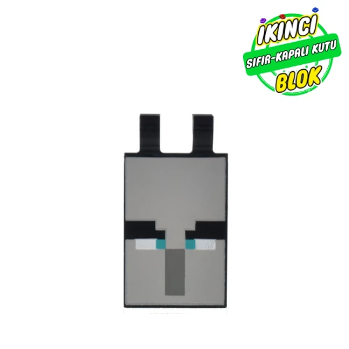 LEGO® Tile Special 2 x 3 with 2 Clips with Gray, White and Turquoise Squares (Face) Print Siyah Sıfır