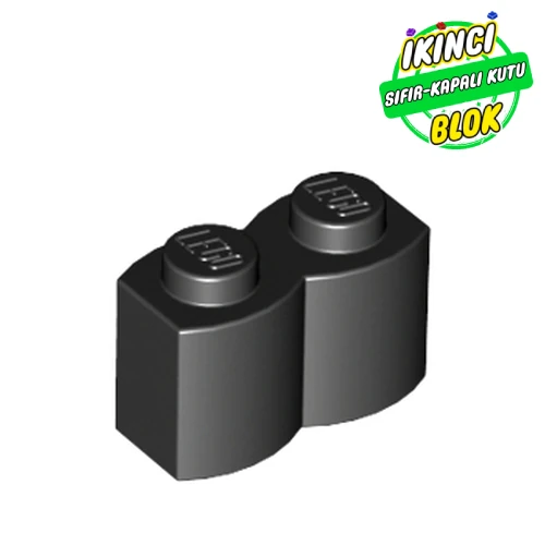 LEGO® 1 x 2 Kütük Desenli Tuğla Siyah Sıfır