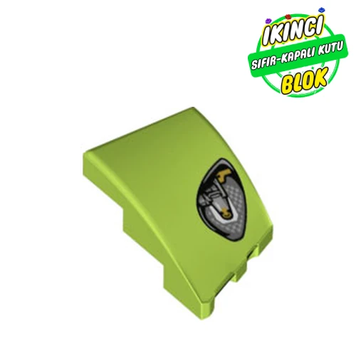 LEGO® Slope Curved 3 x 2 with Stud Notch Left with Black Headlight print Limon Yeşili Sıfır