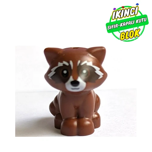 LEGO® Animal, Raccoon Sitting with Dark Brown Markings, White Nose print Kırmızımsı Kahverengi Sıfır