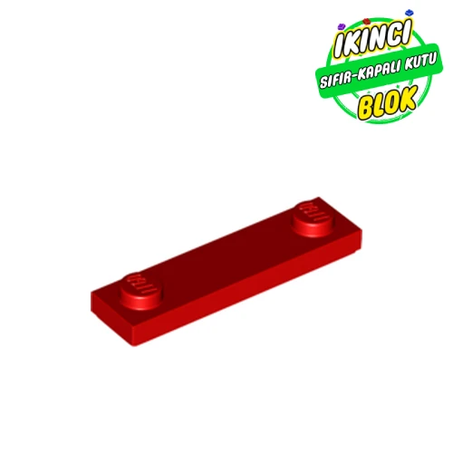 LEGO® 1 x 4 Plaka 2 Stud Üst Bağlantılı Kırmızı Sıfır