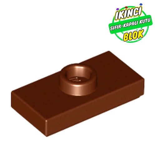 LEGO® Plate Special 1 x 2 with 1 Stud with Groove and Inside Stud Holder (Jumper) Kırmızımsı Kahverengi Sıfır