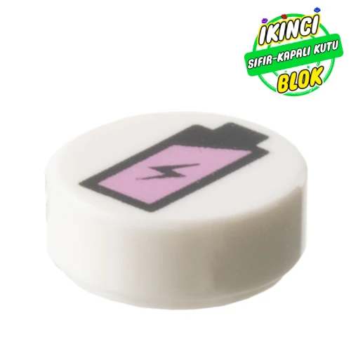 LEGO® Tile Round 1 x 1 with Battery print Beyaz Sıfır