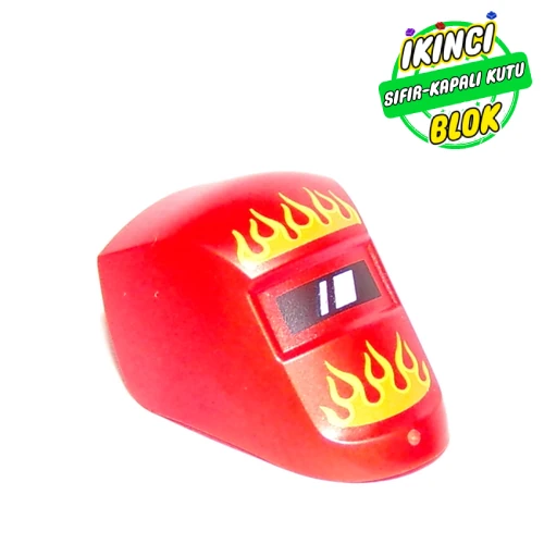 LEGO® Headwear Accessory Welding Mask with Visor, White Reflection, Yellow/Orange Flames print Kırmızı Sıfır