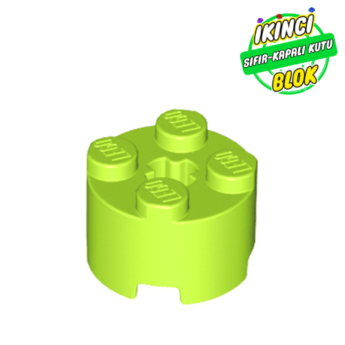 LEGO® 2 x 2 Kavisli Daire Tuğla Aks Boşluklu Limon Yeşili Sıfır