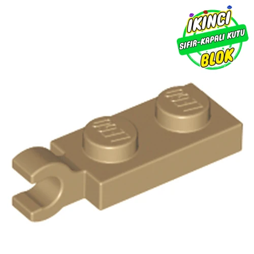 LEGO® Plate Special 1 x 2 with Clip Horizontal on End Koyu Bej Sıfır