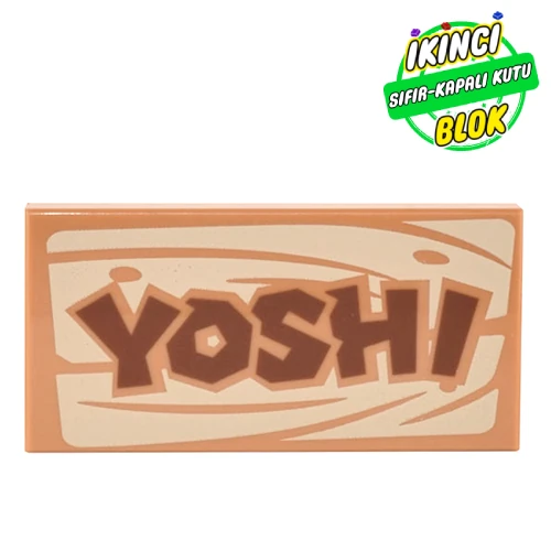 LEGO® Tile 2 x 4 with Wooden Board, 'Yoshi' print Orta Nugat Sıfır