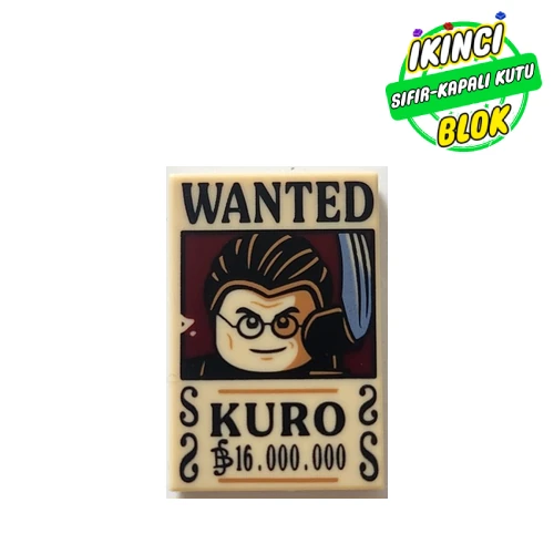 LEGO® Tile 2 x 3 with 'WANTED', KURO', '16.000.000' print Bej Sıfır