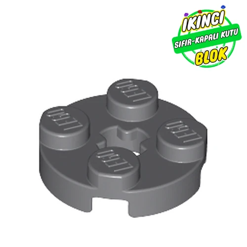 LEGO® Plate Round 2 x 2 with Axle Hole Type 1 (+ Opening) Koyu Mavimsi Gri Sıfır