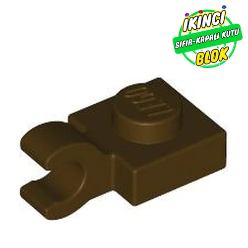 LEGO® Plate Special 1 x 1 with Clip Horizontal [Thick Open O Clip] Koyu Kahverengi Sıfır