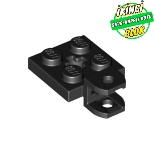 LEGO® 2 x 2 Modifiye Plaka Top Soket Bağlantılı Merkezli Siyah Sıfır