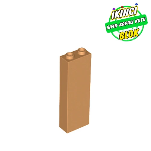 LEGO® Brick 1 x 2 x 5 with Blocked Open Studs and Bottom Stud Holder with Asymmetric Ridges Orta Nugat Sıfır