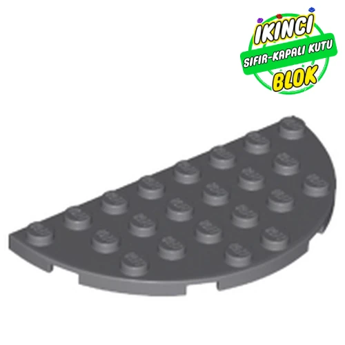 LEGO® Plate Round Half 4 x 8 Koyu Mavimsi Gri Sıfır