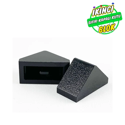 LEGO® Slope 45° 2 x 1 Double with Ovoid Bottom Pin Siyah Sıfır