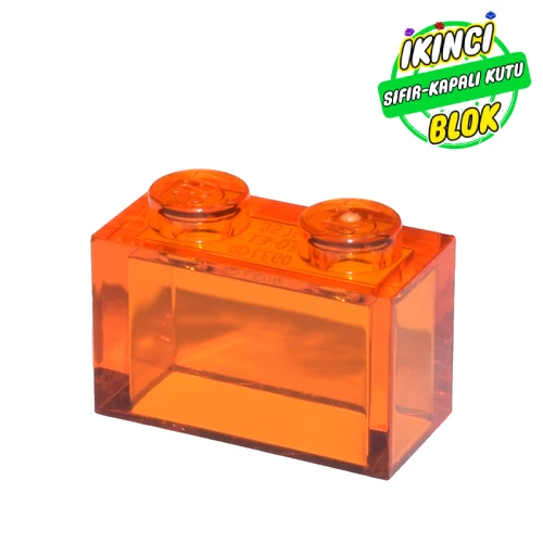 LEGO® Brick 1 x 2 without Bottom Tube Şeffaf Turuncu Sıfır