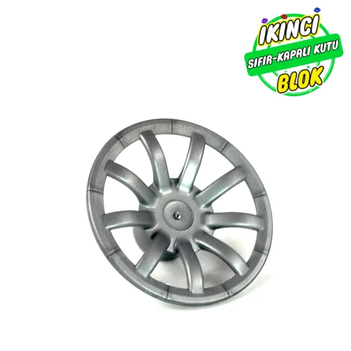 LEGO® Wheel Cover 9 Spoke - 24mm D. Mat Gümüş Sıfır
